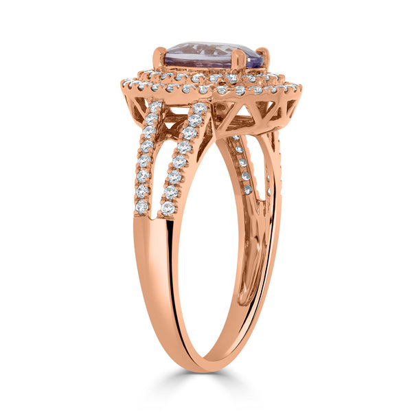 1.53ct Sapphire Rings with 0.44tct diamonds set in 18KT rose gold