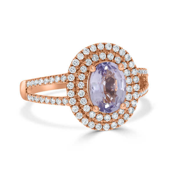 1.53ct Sapphire Rings with 0.44tct diamonds set in 18KT rose gold