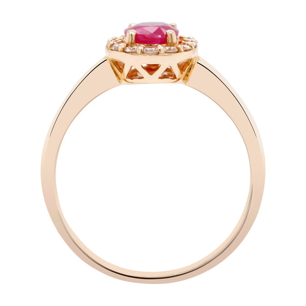 0.76ct Ruby Ring With 0.20tct Diamonds Set In 14k Yellow Gold