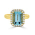 3.31ct Aquamarine ring with 0.32tct diamonds set in 14K yellow gold