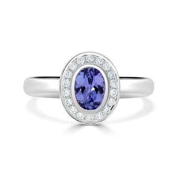 0.77ct Tanzanite Rings  with 0.15tct diamonds set in 14kt white gold
