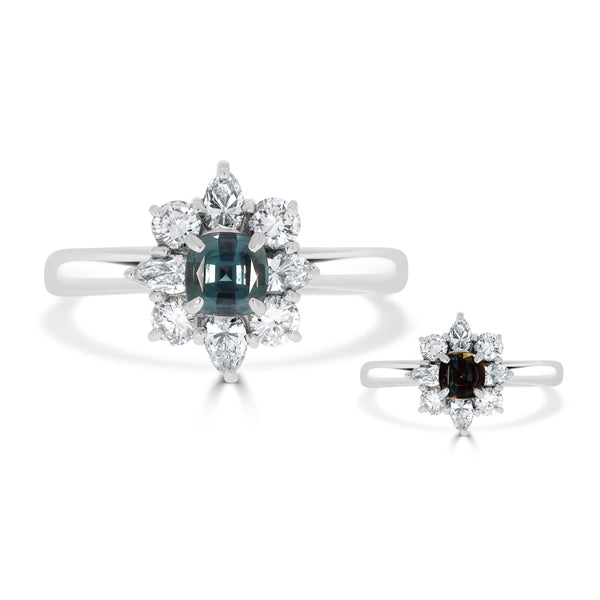 0.40ct Alexandrite Rings With 0.67tct Diamonds Set In Platinum 900 Platinum