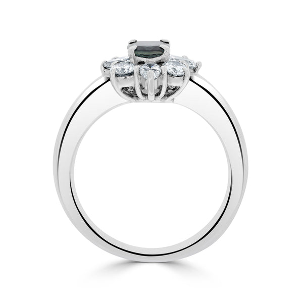 0.40ct Alexandrite Rings With 0.67tct Diamonds Set In Platinum 900 Platinum