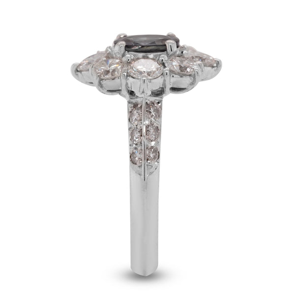 0.59ct Alexandrite ring with 1.40tct diamonds set in Platinum