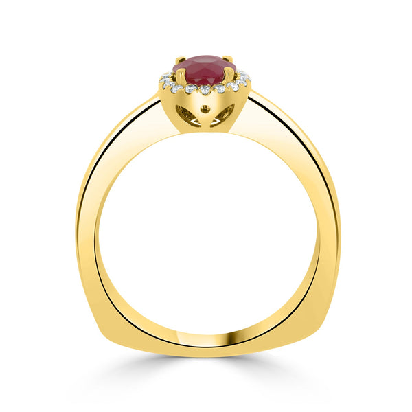 0.52Ct Ruby Ring With 0.09Tct Diamonds Set In 14K Yellow Gold
