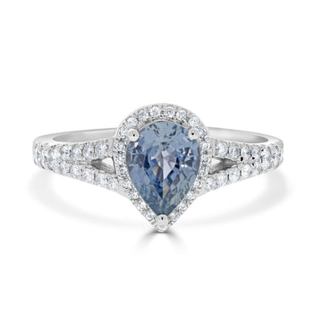 1.43ct Sapphire Rings with 0.40tct diamonds set in 14KT white gold