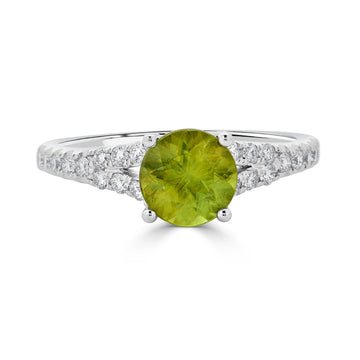 1.46ct Sphene ring with 0.33tct diamonds set in 14K white gold