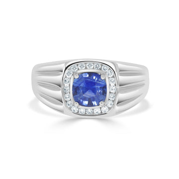 1.03ct SApphire Ring with 0.21tct Diamonds set in 14K White Gold