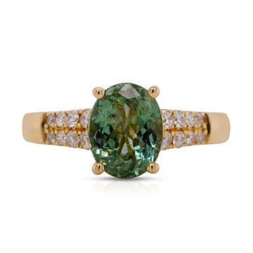 1.99Ct Tourmaline And 0.28Tct Diamond 14Kt Yellow Gold Band