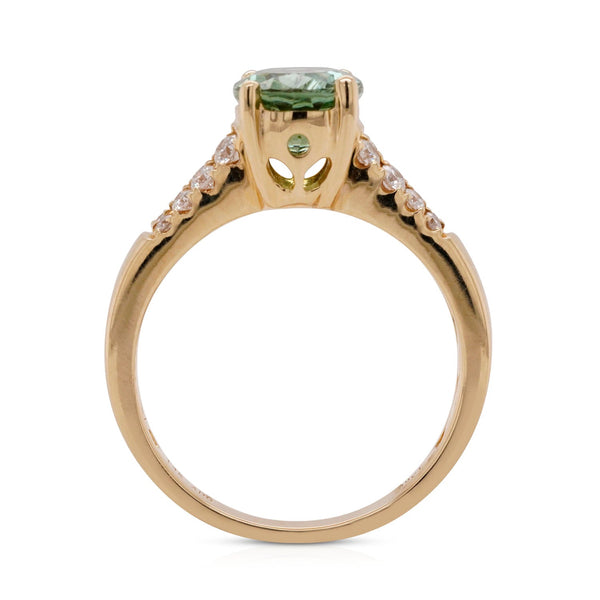 1.99Ct Tourmaline And 0.28Tct Diamond 14Kt Yellow Gold Band