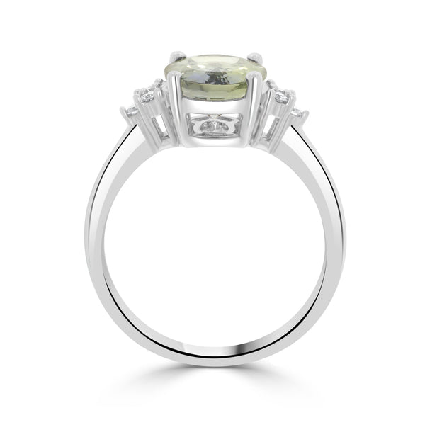 2.92ct Green Tanzanite Rings with 0.11tct Diamond set in 14K White Gold