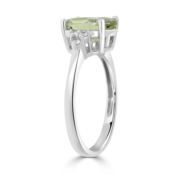 2.92ct Green Tanzanite Rings with 0.11tct Diamond set in 14K White Gold