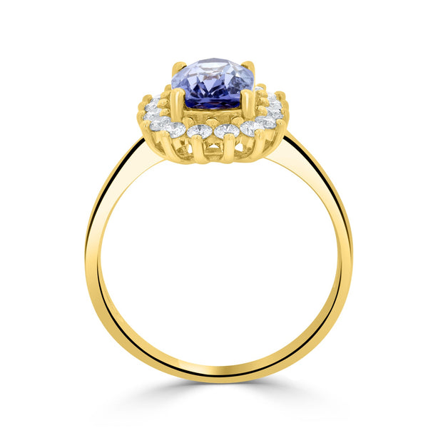 1.86ct Sapphire Rings with 0.41tct diamonds set in 14K yellow gold