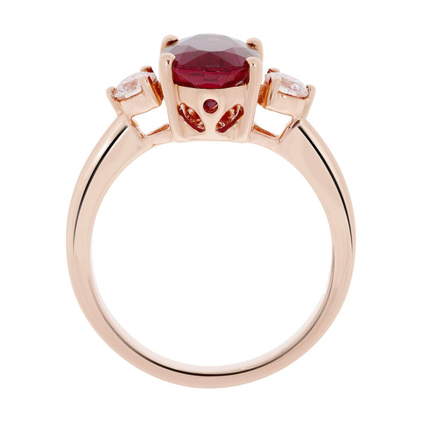 2.29ct Rubellite Ring With 0.30tct Diamonds Set In 14K Rose Gold