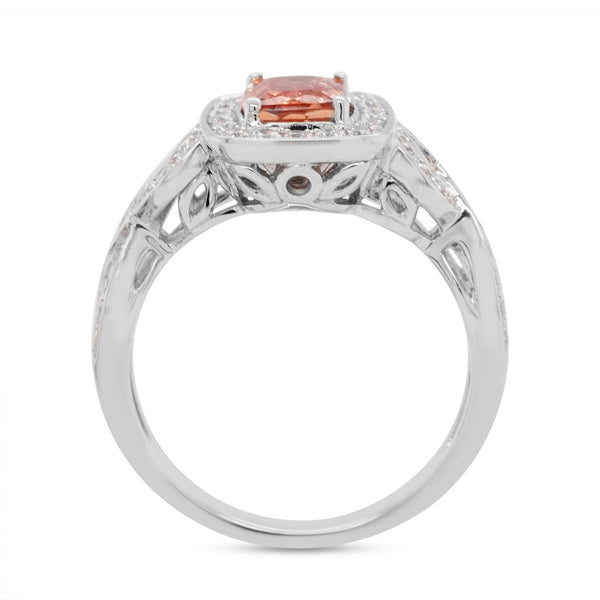 0.96ct Imperial Topaz ring with 0.47tct diamonds setin 14K white gold