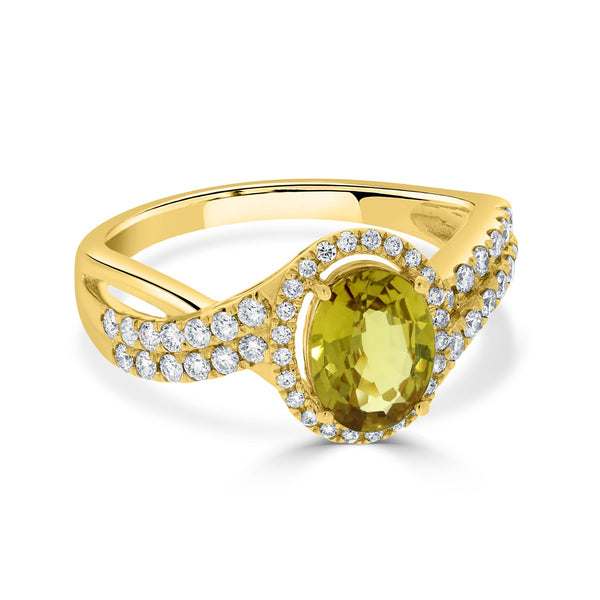 1.23ct Sapphire Rings with 0.34tct diamonds set in 14KT yellow gold
