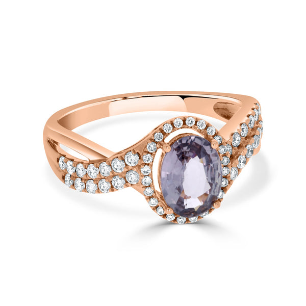 1.17ct Sapphire Rings with 0.35tct diamonds set in 14KT rose gold