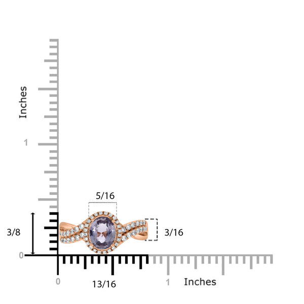 1.17ct Sapphire Rings with 0.35tct diamonds set in 14KT rose gold