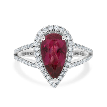 1.65ct Tourmaline ring with 0.42tct diamonds set in 14kt white gold