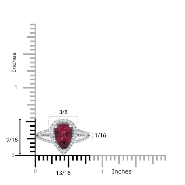 1.65ct Tourmaline ring with 0.42tct diamonds set in 14kt white gold