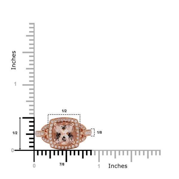 2.07ct Morganite Ring With 0.36tct Diamonds Set In 14kt Rose Gold