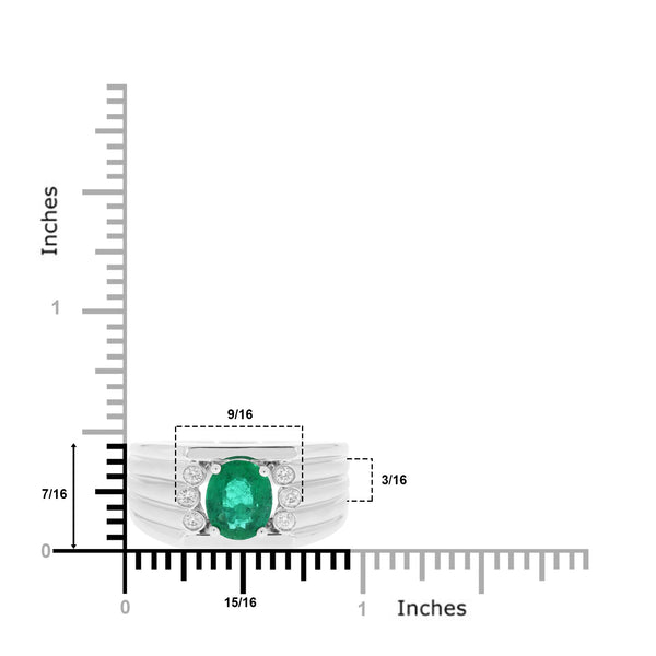 1.48ct Emerald Ring With 0.16tct Diamonds Set In 14kt White Gold