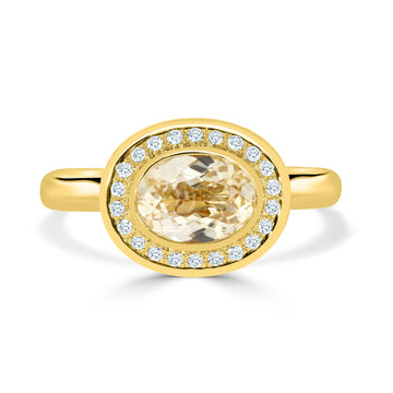 1.46ct Sapphire Rings with 0.12tct diamonds set in 14KT yellow gol
