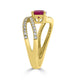 1.58ct Ruby ring with 0.37tct diamonds set in 14K yellow gold