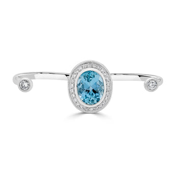 1.70ct Aquamarine ring with 0.32tct diamonds set in 14K white gold