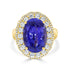 8.89ct Tanzanite Ring with 1.25tct Diamonds set in 14K Yellow Gold