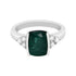 Deep Green 2.93Ct Cushion Cut Emerald Open Bezel Ring With 0.30Tct Diamond In 14Kt White Gold Ring