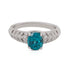 Elegant 2.40ct Blue Zircon Ringa With 0.15tct Diamond Pave 14Kt White Gold Band