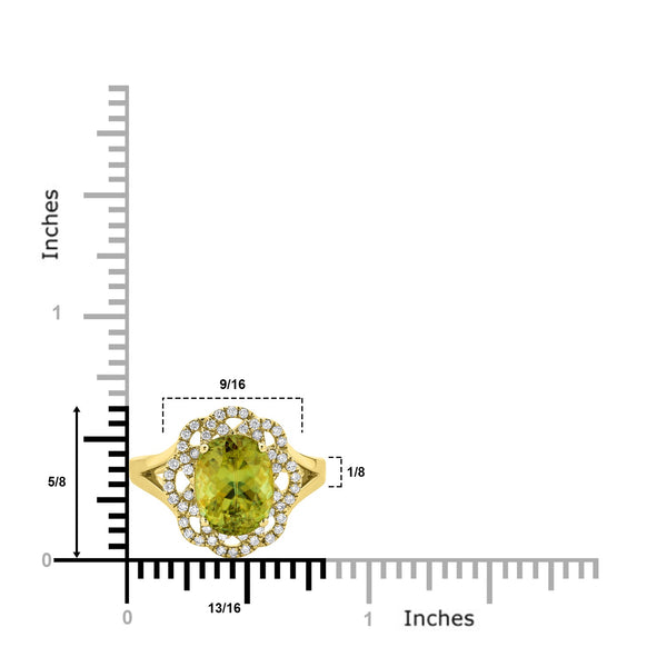 3.84ct Sphene ring with 0.26tct diamonds set in 14K yellow gold
