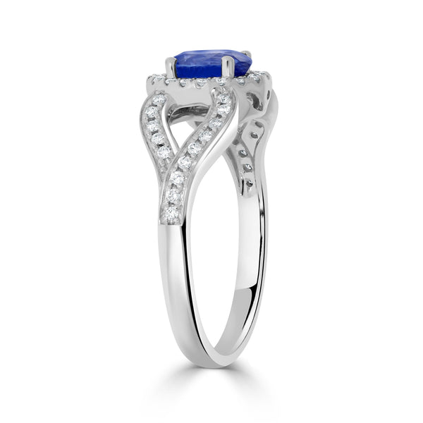 1.17ct Sapphire Ring with 0.20tct Diamonds set in 14K White Gold