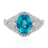 4.99ct Blue Zircon Ring With 0.47tct Diamonds Set In 14kt White Gold
