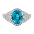 4.99ct Blue Zircon Ring With 0.47tct Diamonds Set In 14kt White Gold