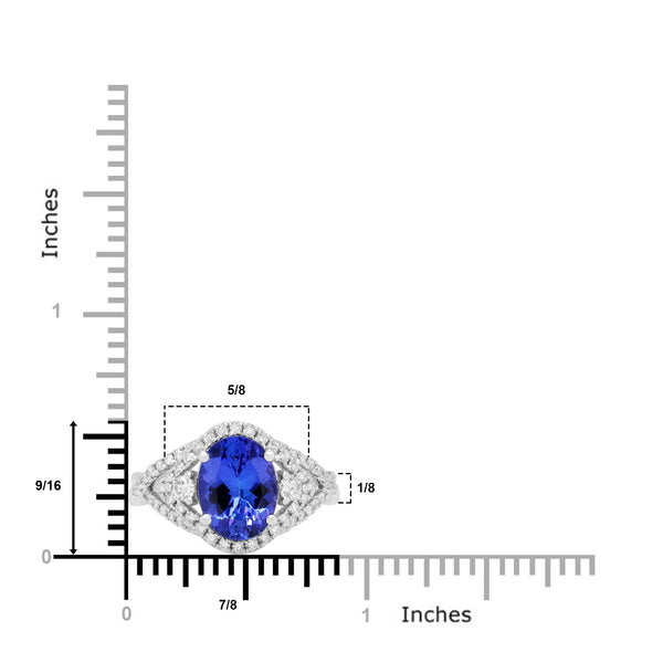 2.15ct Tanzanite Ring With 0.47tct Diamonds Set In 14kt White Gold