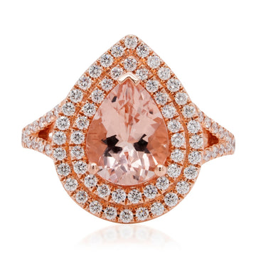 2.39ct Morganite Ring With 0.71tct Diamonds Set In 14kt Rose Gold