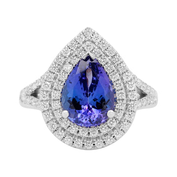 2.81ct Tanzanite Rings With 0.71tct Diamonds Set In 14kt White Gold