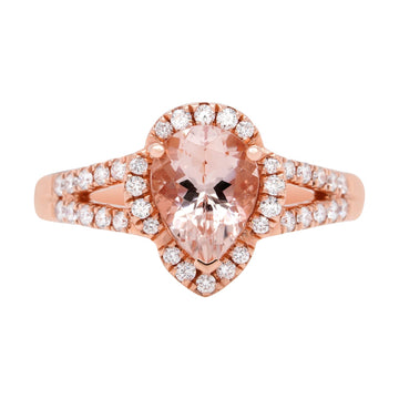 1.35ct Morganite Ring With 0.33tct Diamonds Set In 14kt Rose Gold
