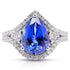 3.02ct Tanzanite ring with 0.62tct diamonds set in 14K white gold