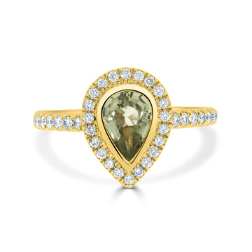 1.18ct Sapphire Rings with 0.36tct diamonds set in 14KT yellow gold