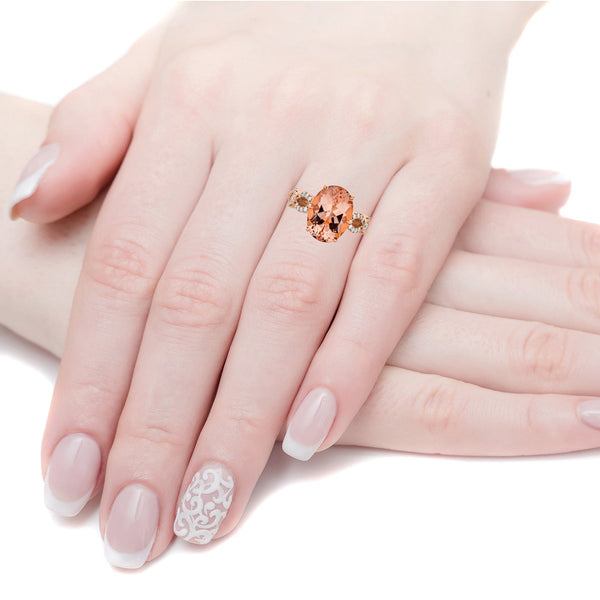 7.77ct Morganite ring with 0.50tct diamonds set in 14K rose gold