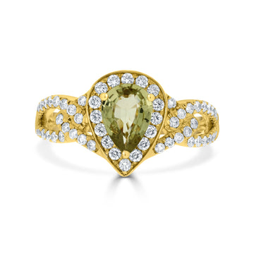 1.12ct Sapphire Rings with 0.54tct diamonds set in 14KT yellow gold