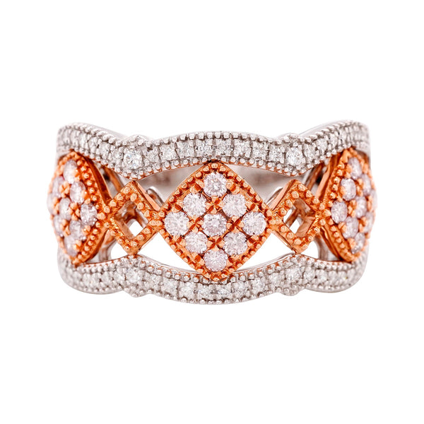 0.50Tct Pink Diamond Band With 0.17Tct White Diamonds In 18K Rose And White Gold