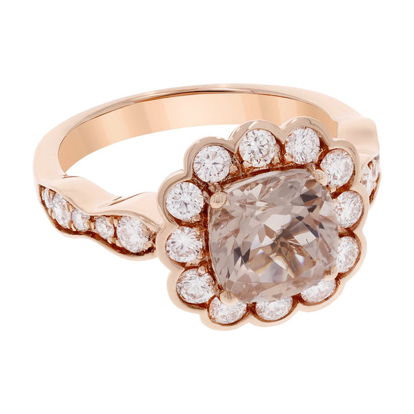 2.23ct Morganite Ring With 0.84tct Diamonds Set In 14K Rose Gold