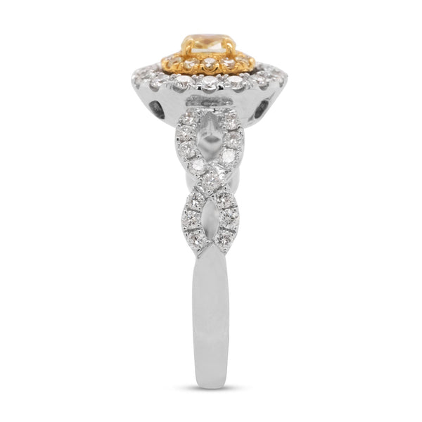 0.19Tct Yellow Diamond Ring With 0.58Tct Diamond 18K Two Tone Infinity Band
