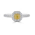 0.11ct Yellow Diamond ring with 0.48tct accent diamonds set in 18K two tone ring
