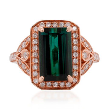 4.36tct Tourmaline ring with 0.43tct diamonds set in 14K rose gold