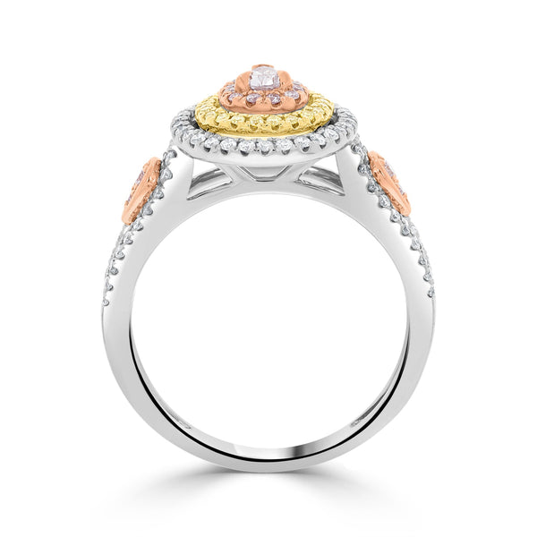 0.13tct Pink Diamond Ring with 0.5tct Diamonds set in 14K Two Tone gold